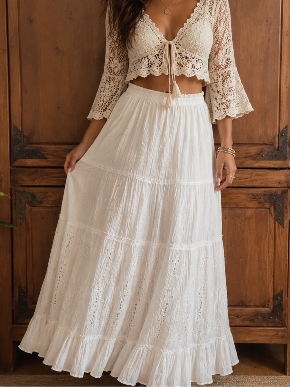 Roz & Ali White cotton tiered festival skirt XL NWT - Picture 16 of 16